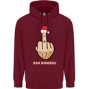 Bah Humbug Finger Flip Funny Christmas Rude Mens 80% Cotton Hoodie Maroon