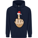 Bah Humbug Finger Flip Funny Christmas Rude Mens 80% Cotton Hoodie Navy Blue
