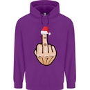 Bah Humbug Finger Flip Funny Christmas Rude Mens 80% Cotton Hoodie Purple