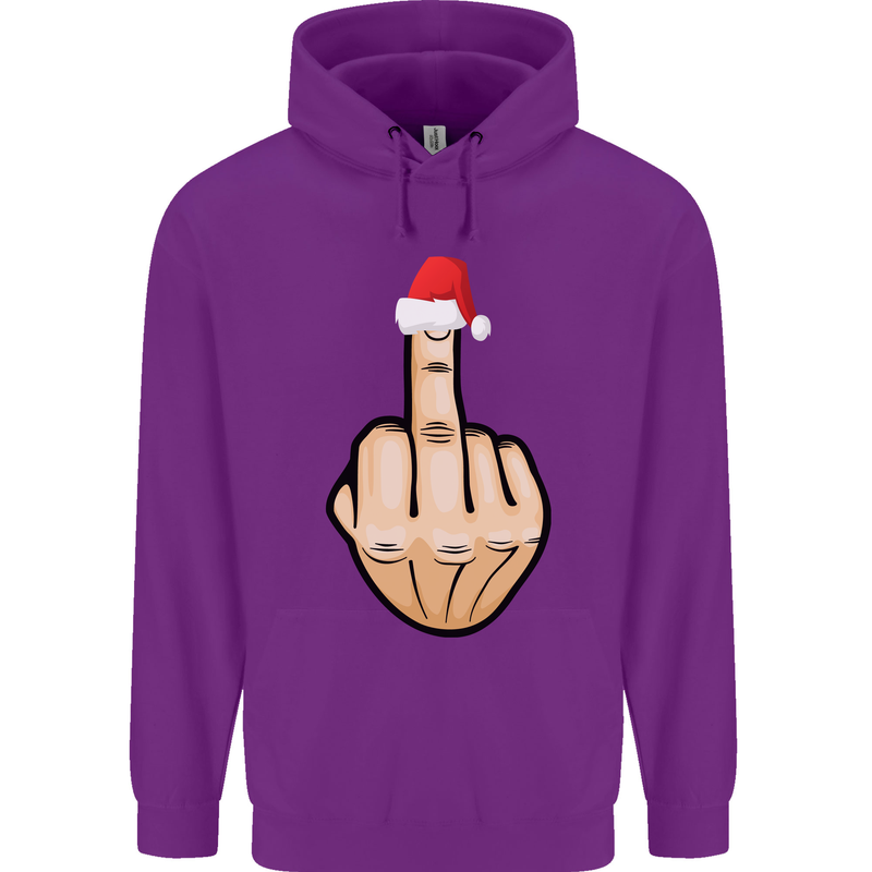 Bah Humbug Finger Flip Funny Christmas Rude Mens 80% Cotton Hoodie Purple