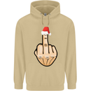 Bah Humbug Finger Flip Funny Christmas Rude Mens 80% Cotton Hoodie Sand