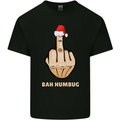 Bah Humbug Finger Flip Funny Christmas Rude Mens Cotton T-Shirt Tee Top Black