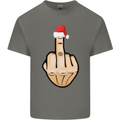 Bah Humbug Finger Flip Funny Christmas Rude Mens Cotton T-Shirt Tee Top Charcoal
