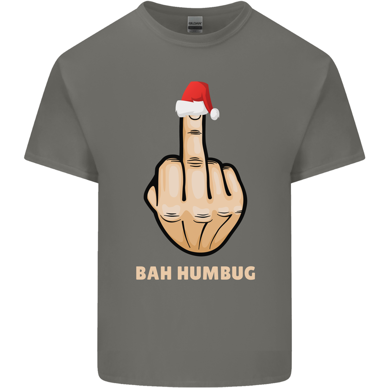 Bah Humbug Finger Flip Funny Christmas Rude Mens Cotton T-Shirt Tee Top Charcoal