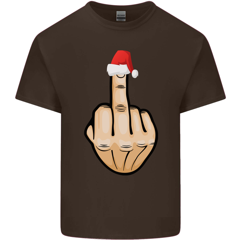 Bah Humbug Finger Flip Funny Christmas Rude Mens Cotton T-Shirt Tee Top Dark Chocolate