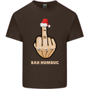 Bah Humbug Finger Flip Funny Christmas Rude Mens Cotton T-Shirt Tee Top Dark Chocolate