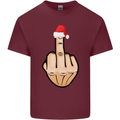 Bah Humbug Finger Flip Funny Christmas Rude Mens Cotton T-Shirt Tee Top Maroon