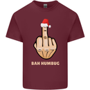 Bah Humbug Finger Flip Funny Christmas Rude Mens Cotton T-Shirt Tee Top Maroon