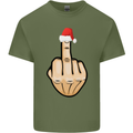 Bah Humbug Finger Flip Funny Christmas Rude Mens Cotton T-Shirt Tee Top Military Green