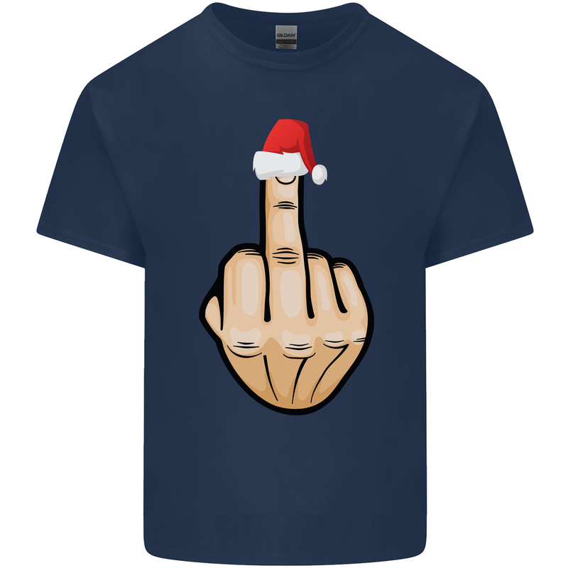 Bah Humbug Finger Flip Funny Christmas Rude Mens Cotton T-Shirt Tee Top Navy Blue