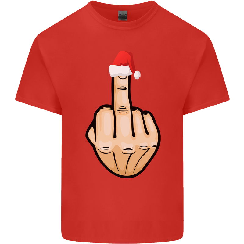 Bah Humbug Finger Flip Funny Christmas Rude Mens Cotton T-Shirt Tee Top Red