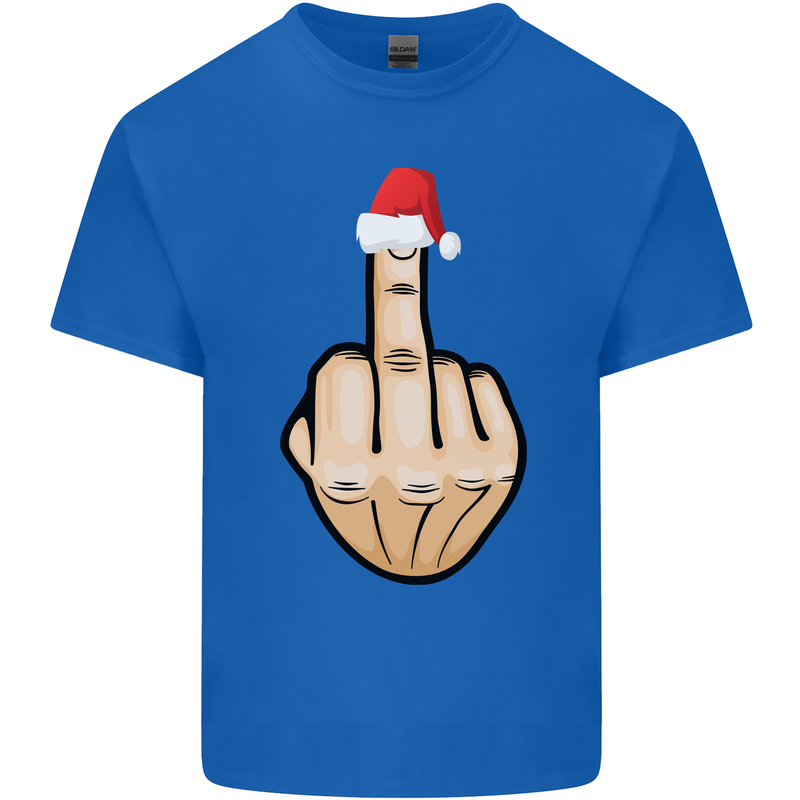 Bah Humbug Finger Flip Funny Christmas Rude Mens Cotton T-Shirt Tee Top Royal Blue
