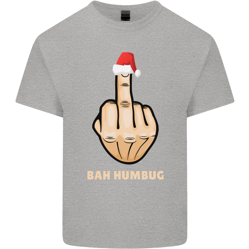 Bah Humbug Finger Flip Funny Christmas Rude Mens Cotton T-Shirt Tee Top Sports Grey