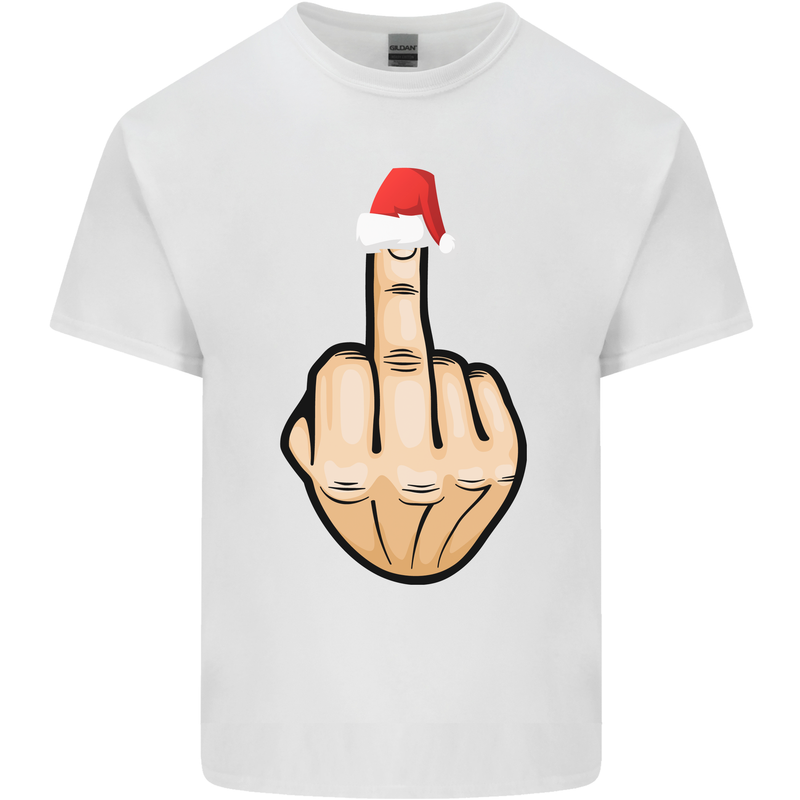 Bah Humbug Finger Flip Funny Christmas Rude Mens Cotton T-Shirt Tee Top White