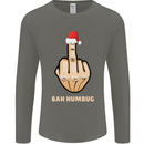 Bah Humbug Finger Flip Funny Christmas Rude Mens Long Sleeve T-Shirt Charcoal