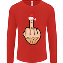 Bah Humbug Finger Flip Funny Christmas Rude Mens Long Sleeve T-Shirt Red