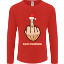 Bah Humbug Finger Flip Funny Christmas Rude Mens Long Sleeve T-Shirt Red