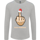 Bah Humbug Finger Flip Funny Christmas Rude Mens Long Sleeve T-Shirt Sports Grey