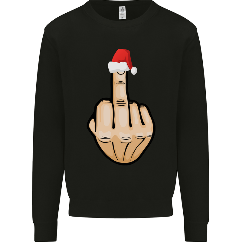 Bah Humbug Finger Flip Funny Christmas Rude Mens Sweatshirt Jumper Black