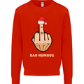 Bah Humbug Finger Flip Funny Christmas Rude Mens Sweatshirt Jumper Bright Red