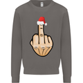 Bah Humbug Finger Flip Funny Christmas Rude Mens Sweatshirt Jumper Charcoal