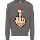 Bah Humbug Finger Flip Funny Christmas Rude Mens Sweatshirt Jumper Charcoal