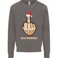 Bah Humbug Finger Flip Funny Christmas Rude Mens Sweatshirt Jumper Charcoal
