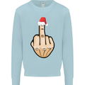 Bah Humbug Finger Flip Funny Christmas Rude Mens Sweatshirt Jumper Light Blue