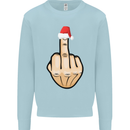Bah Humbug Finger Flip Funny Christmas Rude Mens Sweatshirt Jumper Light Blue