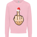 Bah Humbug Finger Flip Funny Christmas Rude Mens Sweatshirt Jumper Light Pink