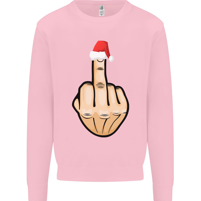 Bah Humbug Finger Flip Funny Christmas Rude Mens Sweatshirt Jumper Light Pink