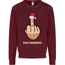 Bah Humbug Finger Flip Funny Christmas Rude Mens Sweatshirt Jumper Maroon