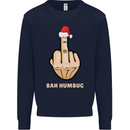 Bah Humbug Finger Flip Funny Christmas Rude Mens Sweatshirt Jumper Navy Blue
