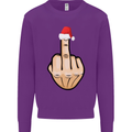 Bah Humbug Finger Flip Funny Christmas Rude Mens Sweatshirt Jumper Purple