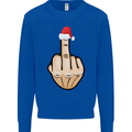 Bah Humbug Finger Flip Funny Christmas Rude Mens Sweatshirt Jumper Royal Blue