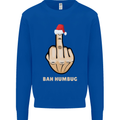Bah Humbug Finger Flip Funny Christmas Rude Mens Sweatshirt Jumper Royal Blue