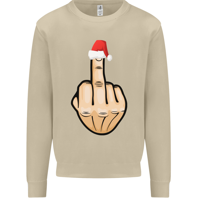 Bah Humbug Finger Flip Funny Christmas Rude Mens Sweatshirt Jumper Sand