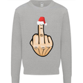 Bah Humbug Finger Flip Funny Christmas Rude Mens Sweatshirt Jumper Sports Grey