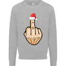 Bah Humbug Finger Flip Funny Christmas Rude Mens Sweatshirt Jumper Sports Grey