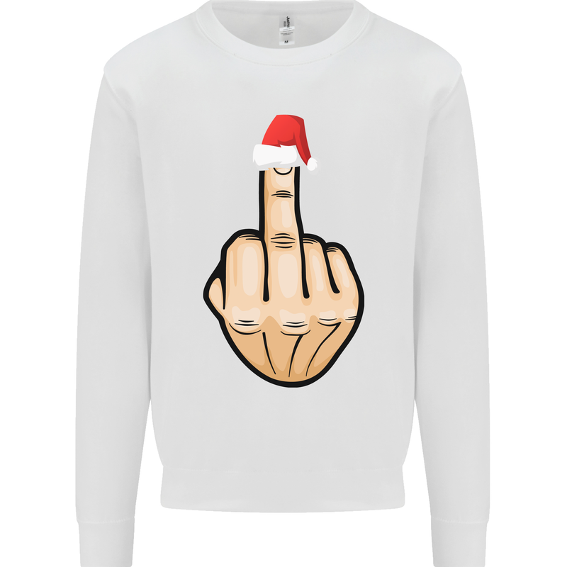 Bah Humbug Finger Flip Funny Christmas Rude Mens Sweatshirt Jumper White