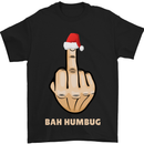 Bah Humbug Finger Flip Funny Christmas Rude Mens T-Shirt Cotton Gildan Black