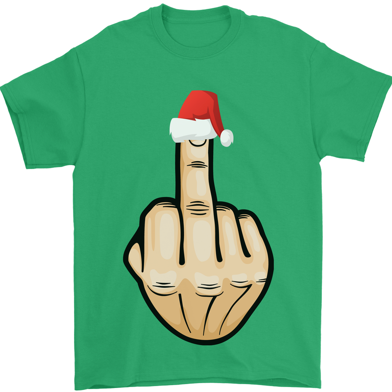 Bah Humbug Finger Flip Funny Christmas Rude Mens T-Shirt Cotton Gildan Irish Green