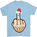 Bah Humbug Finger Flip Funny Christmas Rude Mens T-Shirt Cotton Gildan Light Blue