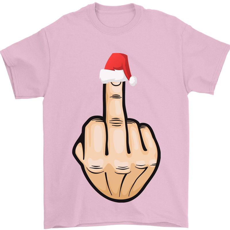 Bah Humbug Finger Flip Funny Christmas Rude Mens T-Shirt Cotton Gildan Light Pink