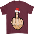 Bah Humbug Finger Flip Funny Christmas Rude Mens T-Shirt Cotton Gildan Maroon