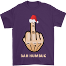 Bah Humbug Finger Flip Funny Christmas Rude Mens T-Shirt Cotton Gildan Purple