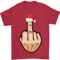 Bah Humbug Finger Flip Funny Christmas Rude Mens T-Shirt Cotton Gildan Red