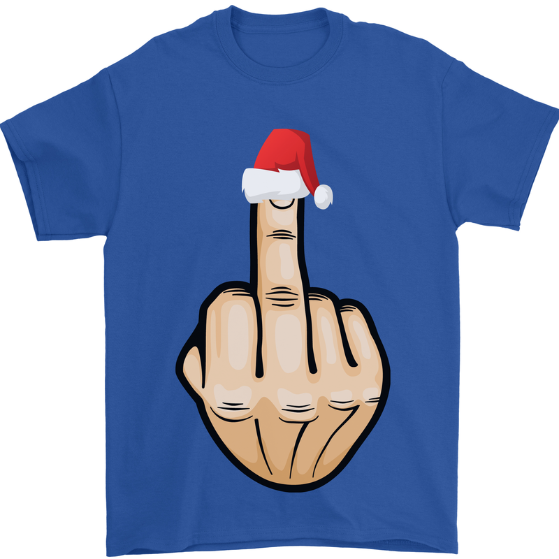 Bah Humbug Finger Flip Funny Christmas Rude Mens T-Shirt Cotton Gildan Royal Blue