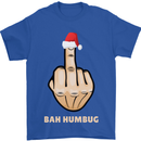 Bah Humbug Finger Flip Funny Christmas Rude Mens T-Shirt Cotton Gildan Royal Blue