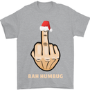 Bah Humbug Finger Flip Funny Christmas Rude Mens T-Shirt Cotton Gildan Sports Grey